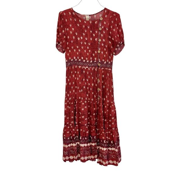 JEN’S PIRATE BOOTY Purple Honey Buttondown Midi Dress Boho Aztec Dress Size S - Picture 3 of 15